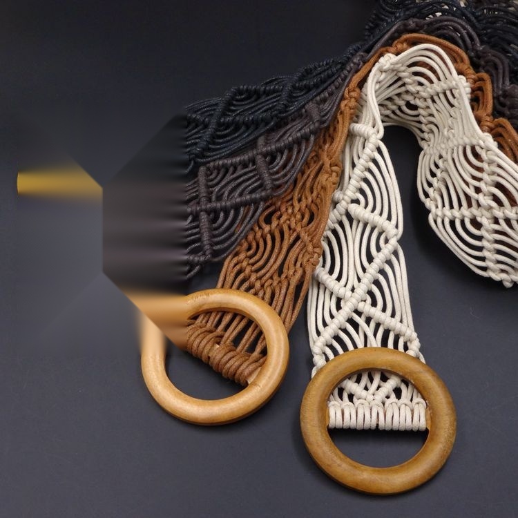 Solid wood buckle handmade woven belt to Gujarat
