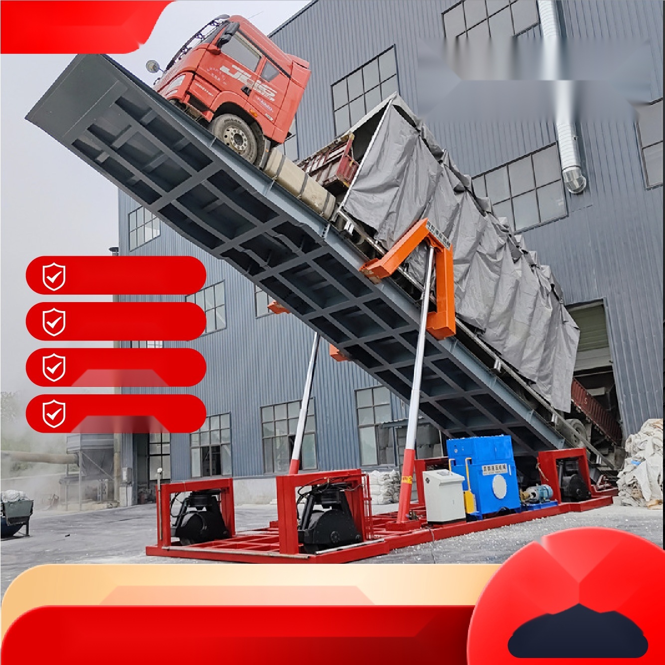 Flip-type truck unloading platform to Goa