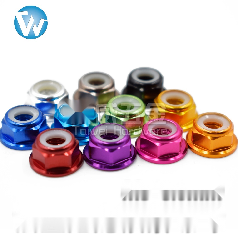 Aluminum alloy flange nylon lock nut M5*6.0 to Assam