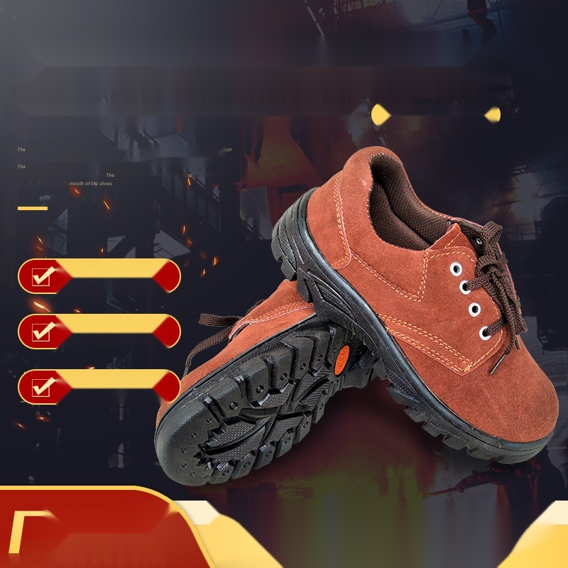 All-season safety shoes anti-smash anti-puncture construction shoes steel toe cowhide low-cut wear-resistant safety shoes to Uttar Pradesh