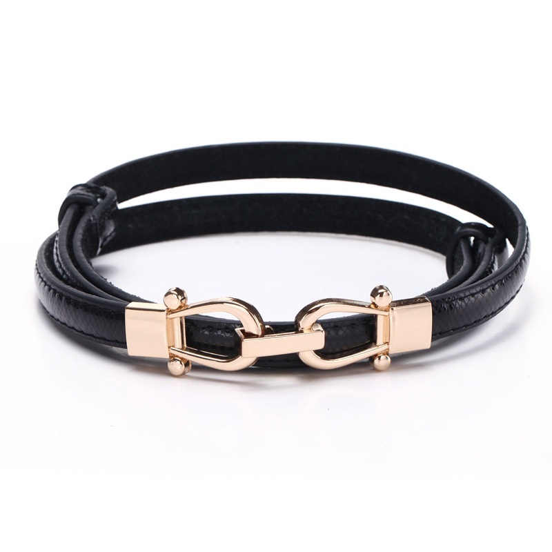 Snake Pattern Crown Buckle Women's Genuine Leather Thin Belt to Madhya Pradesh