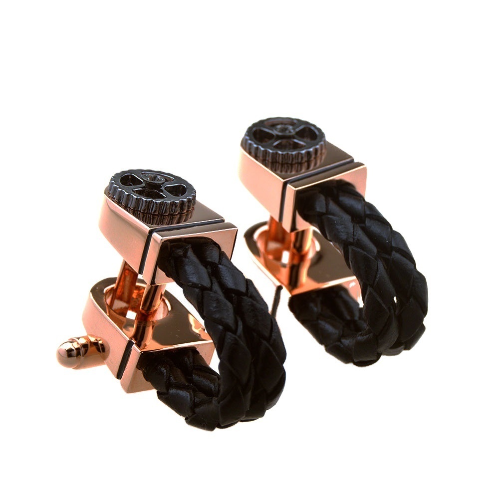 Rose Gold Gear Leather Cufflinks to Uttar Pradesh